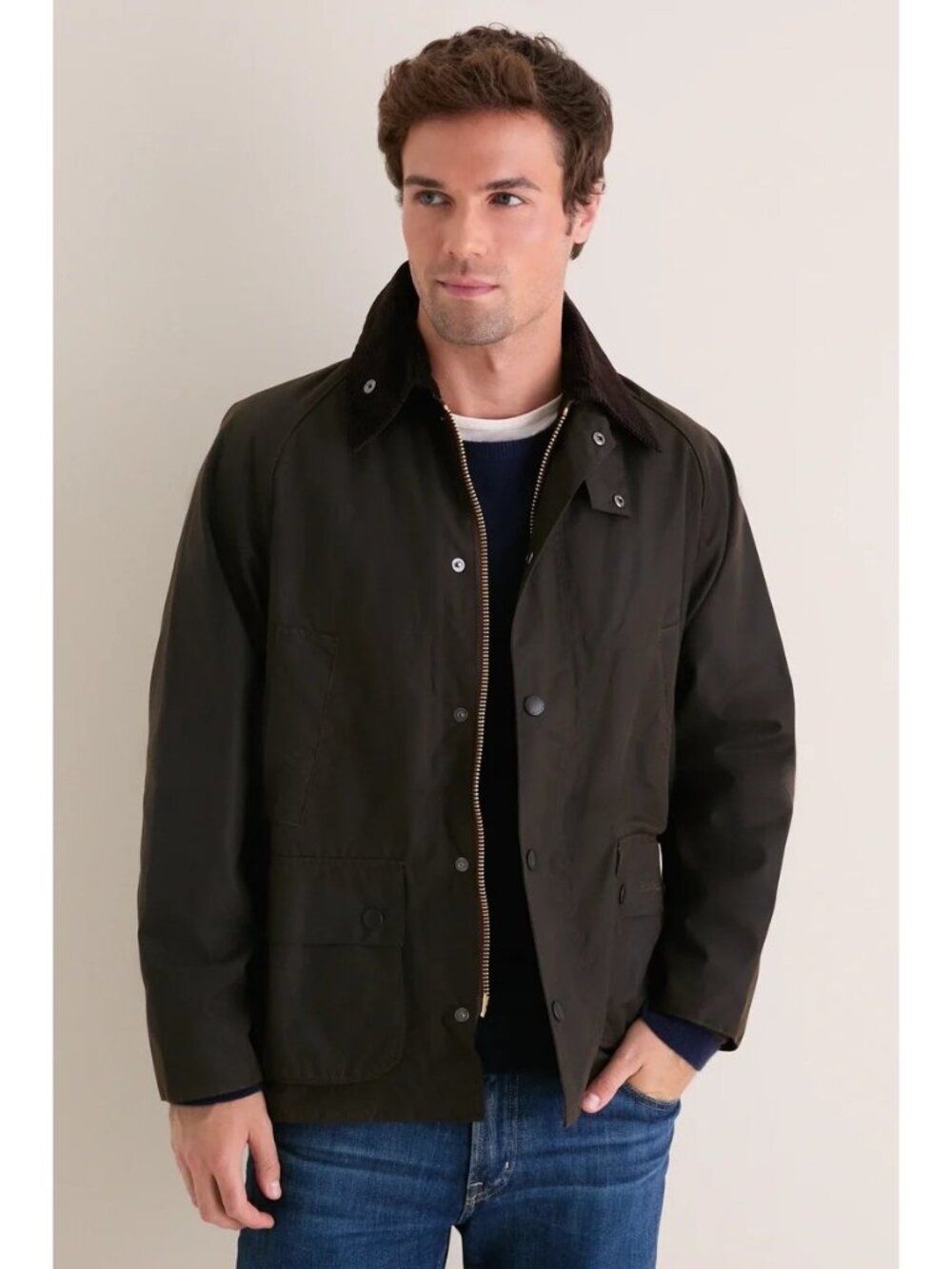 BARBOUR Classic Bedale Waxed Jacket Olive Size 34 NWT